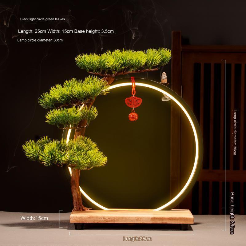 Gundam Showcase Lamp:USB-Powered/ Dimming/Striking Red Halo/Model Figure - Black Light Ring - Green Leaves