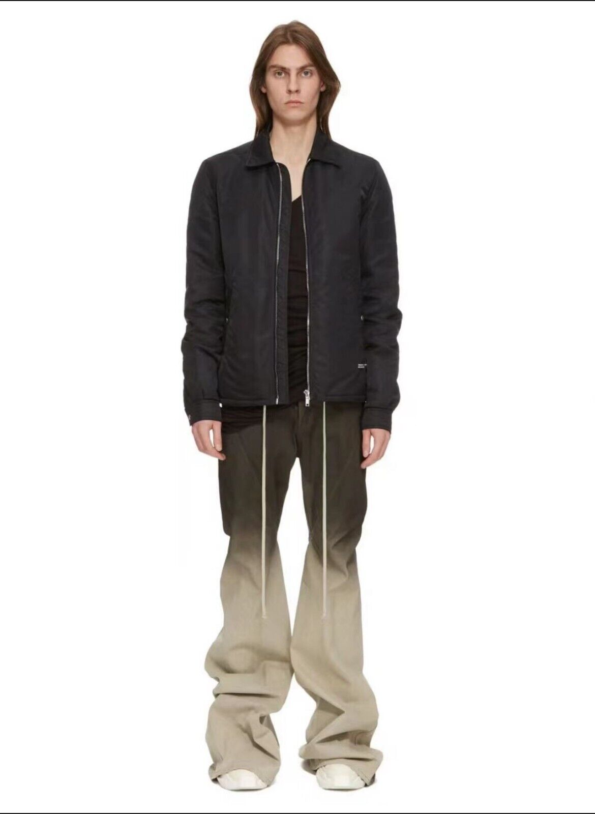 RO Gradient Flared Stacked Jeans - Rick Owen Mud Wash Darkwear Denim - donclickin