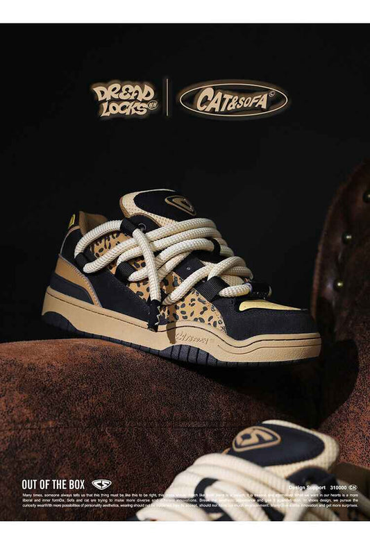 CAT&SOFA: Dirty Braid Original Leopard Print Street Board Shoes Casual Loafers - Size avaliable 35~45