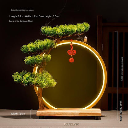 Gundam Showcase Lamp:USB-Powered/ Dimming/Striking Red Halo/Model Figure - Gold Light Ring - Green Leaves