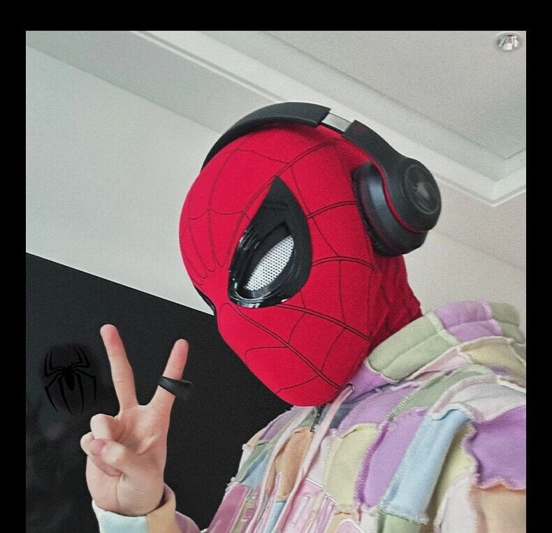 Manual/Electronic Spider-Man Headgear Moving Eyes:Play Face Mask Gift Cosplay