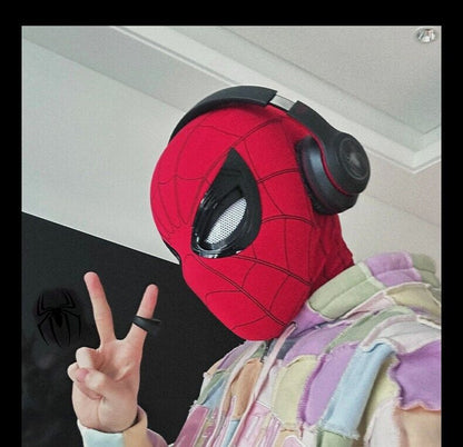 Manual/Electronic Spider-Man Headgear Moving Eyes:Play Face Mask Gift Cosplay