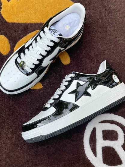 BAPESTA G Ver Patent Leather Streetwear Sneakers Low-Top Casual Skateboard Shoes - Size avaliable 35~47
