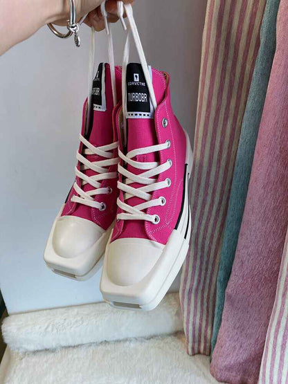 RickOwen X Converse Round Square-Toe Casual Canvas Board Shoes Thick Sole Low-Cut Sneakers