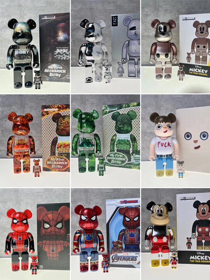 Bearbrick 400% X KAW Set:Building Block Violent Bear Toy Decorative Figurine Gift