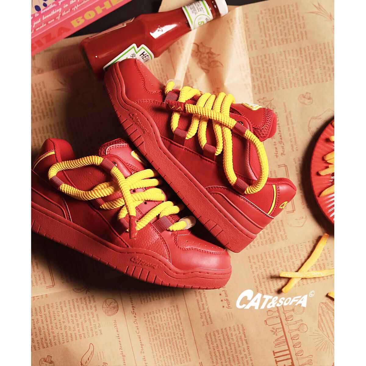 Cat &Sofa: Dirty Braids/Rotten Tomato Bread Shoes Skateboard Sporty Sneakers - Size avaliable 35~45