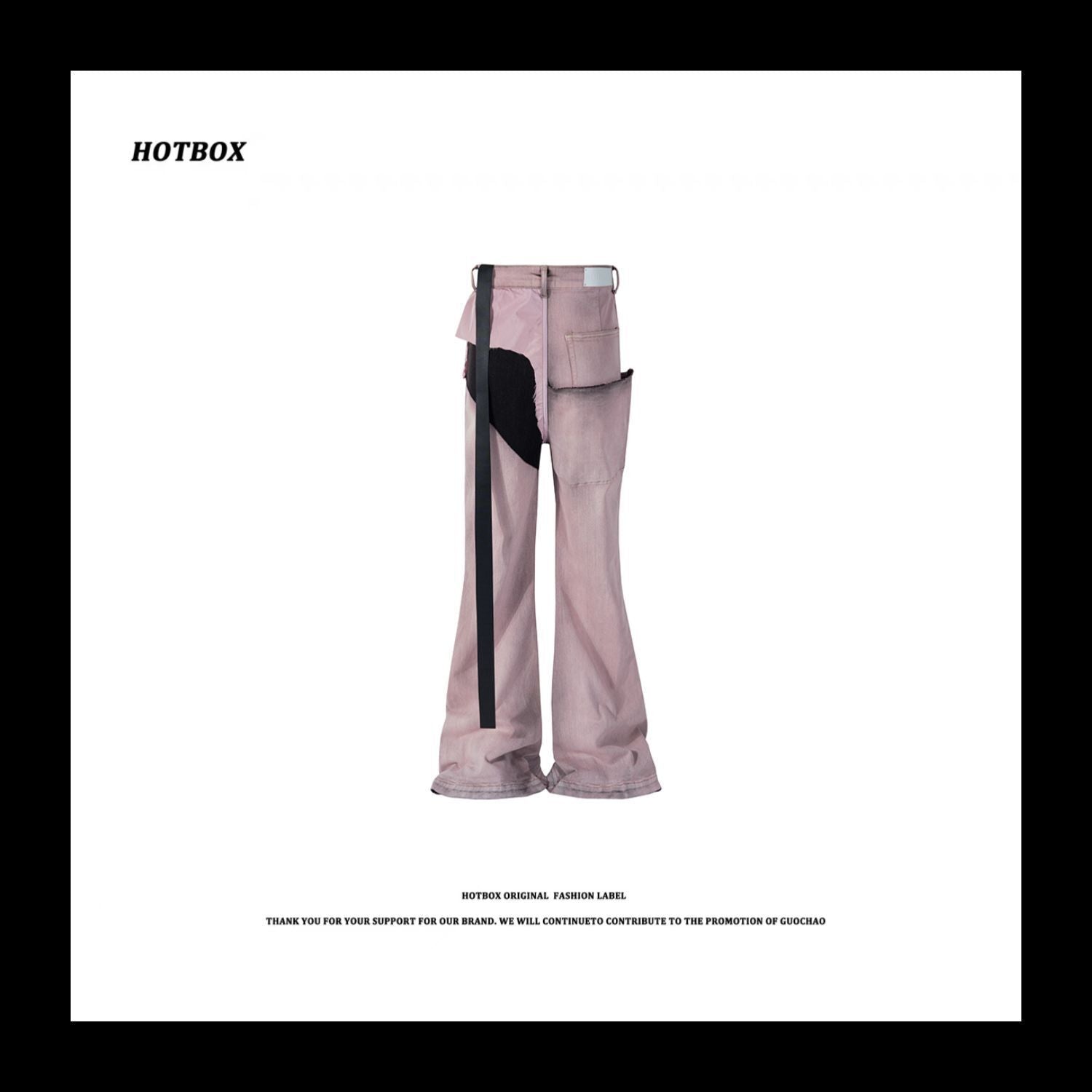 RO Rick Owens Pink Patchwork Coating Slim Flared High Street Distressed Washed Denim Jeans - Size avaliable M ~ XXL