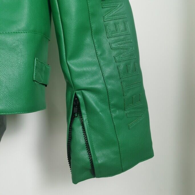 Vetements Motorcycle Leather Jacket Polizei Wild Man Biker Letter Print