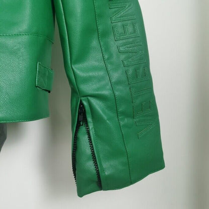Vetements Motorcycle Leather Jacket Polizei Wild Man Biker Letter Print