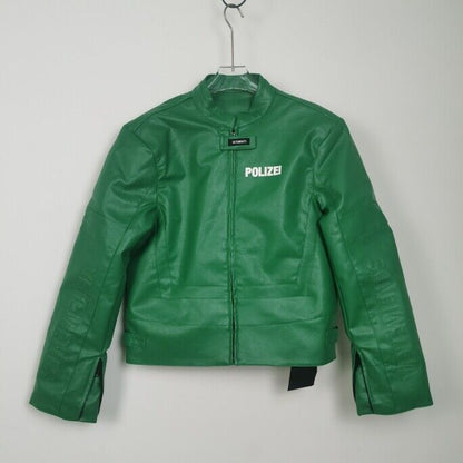 Vetements Motorcycle Leather Jacket Polizei Wild Man Biker Letter Print