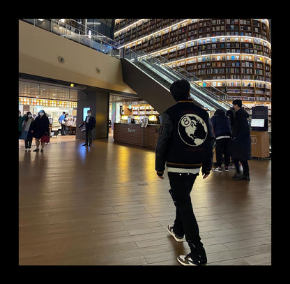 Revised Stussy Black Eight 40th Anniversary Varsity Jacket - Premium Napa Leather
