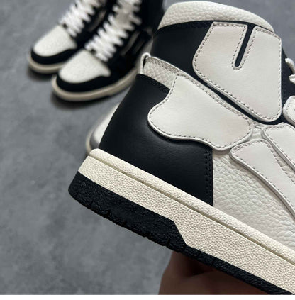 2023SS Bone Shoes Lychee Grain Top Layer Cowhide High-top Leisure Board Shoes