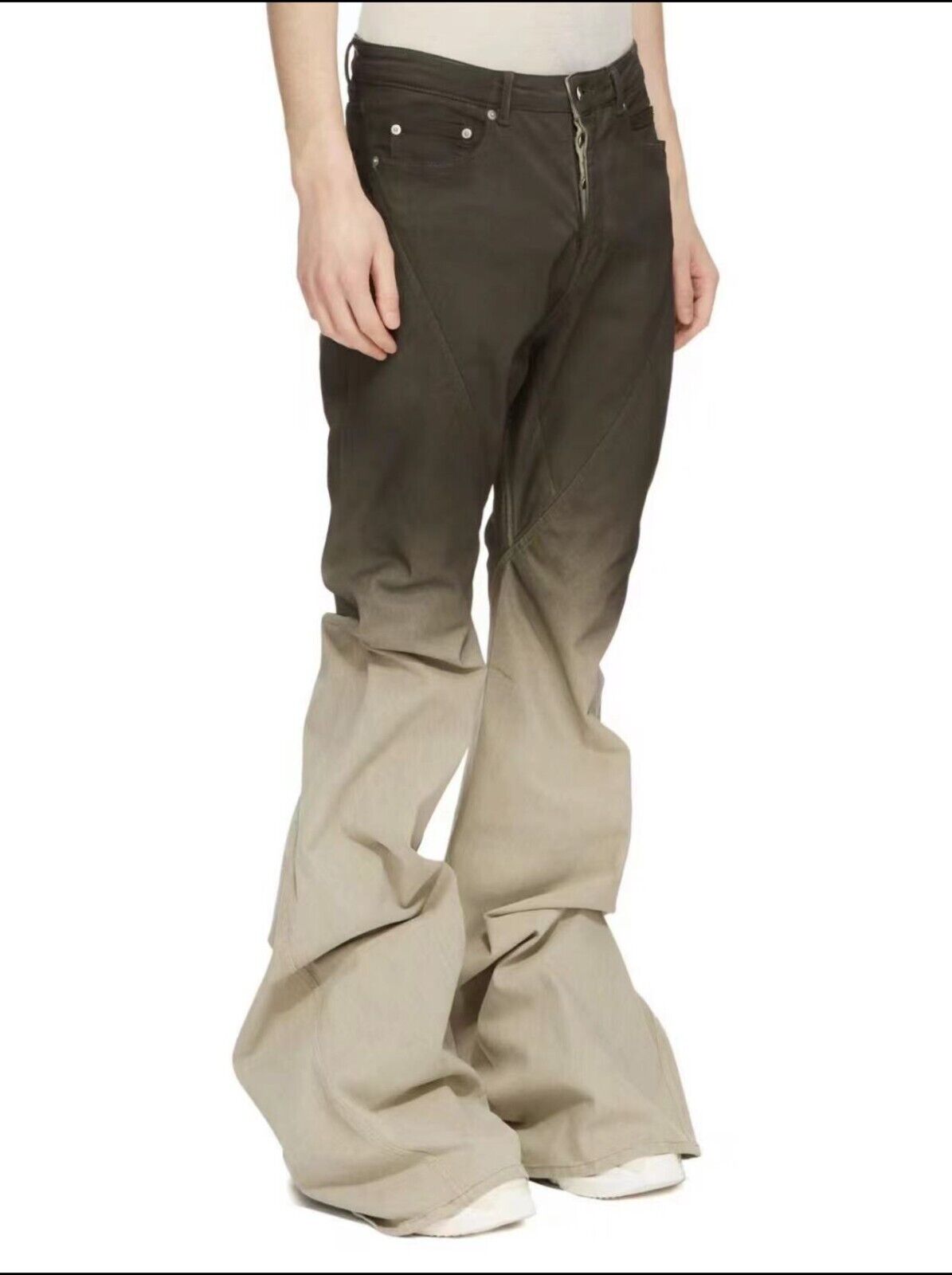 RO Gradient Flared Stacked Jeans - Rick Owen Mud Wash Darkwear Denim - donclickin