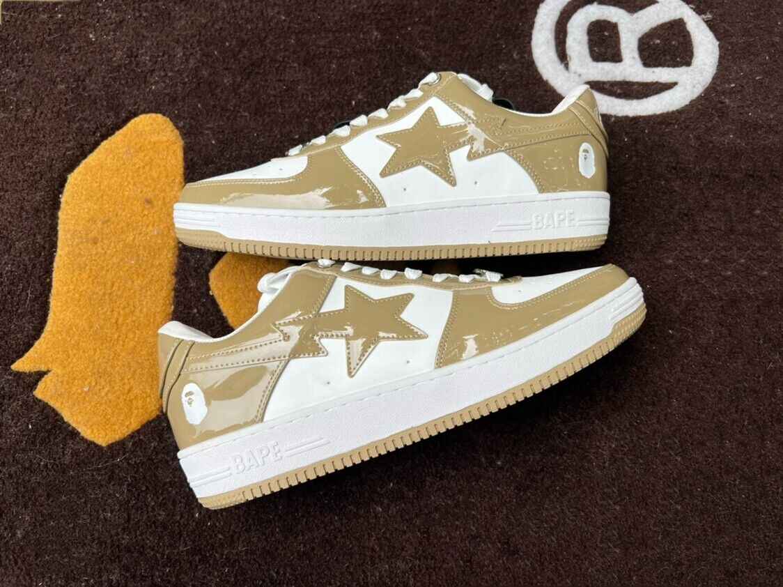 BAPESTA G Ver Patent Leather Streetwear Sneakers Low-Top Casual Skateboard Shoes - Size avaliable 35~47