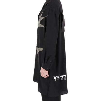 Yohji Yamamoto 21AW Dark Silk Swallow Print Back Patch Casual Shirt
