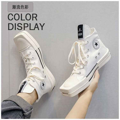 RickOwen X Converse Round Square-Toe Casual Canvas Board Shoes Thick Sole Low-Cut Sneakers