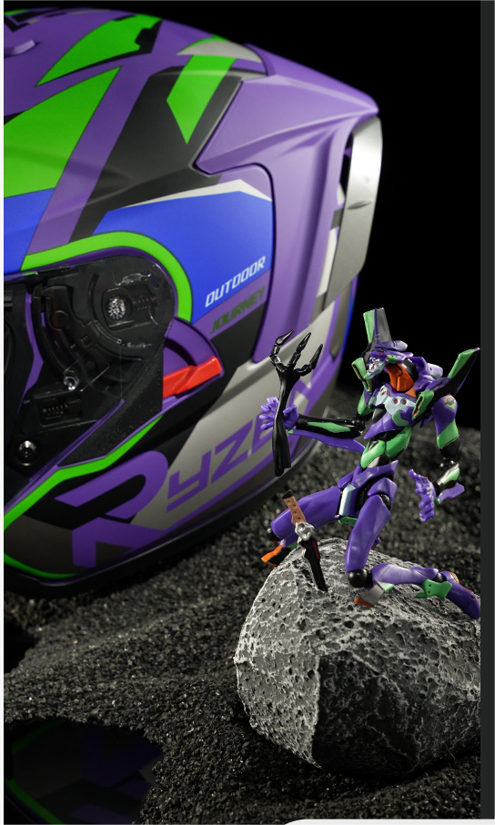 Evangelion Unit-01 Style Bluetooth Helmet - DOT Certified Dual Visor