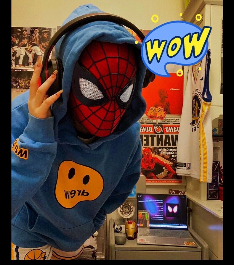 Manual/Electronic Spider-Man Headgear Moving Eyes:Play Face Mask Gift Cosplay