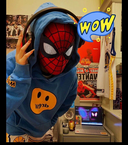 Manual/Electronic Spider-Man Headgear Moving Eyes:Play Face Mask Gift Cosplay