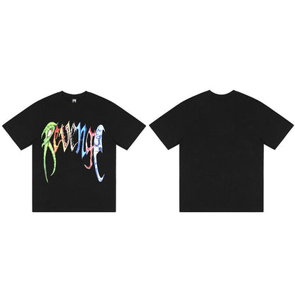 REVENGE Reflective Smoky Skull Dragon Bone Rap XX Streetwear Style Short Sleeve