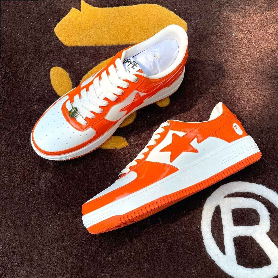 BAPESTA G Ver Patent Leather Streetwear Sneakers Low-Top Casual Skateboard Shoes - Size avaliable 35~47