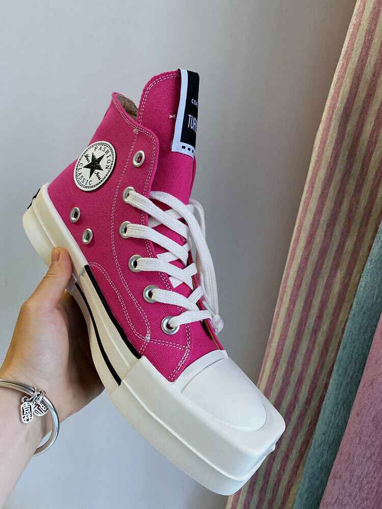 RickOwen X Converse Round Square-Toe Casual Canvas Board Shoes Thick Sole Low-Cut Sneakers