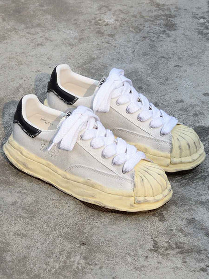 MMY Seashell-Toe Shoes Thick-Soled Unisex Dissolvable Sneakers/Distressed Canvas - Size avaliable 35~47