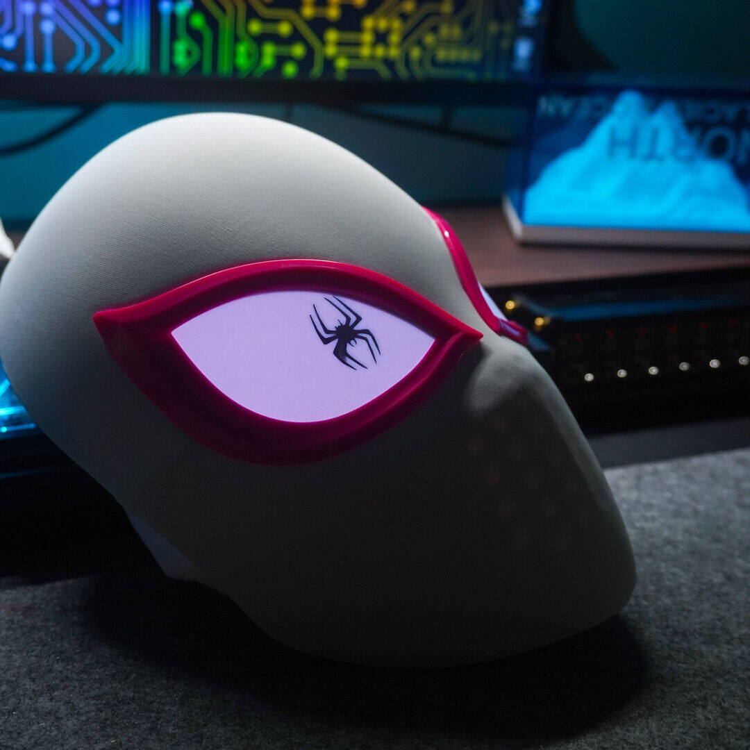 Manual/Electronic Spider-Man Headgear Moving Eyes:Play Face Mask Gift Cosplay - Gwen X Light