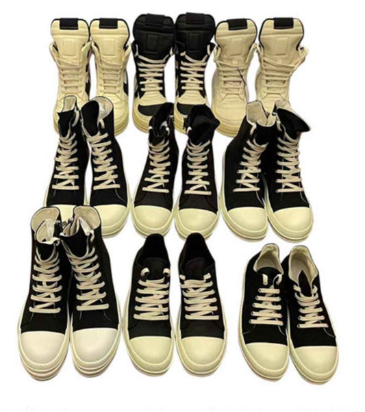 Correct Vers. Rick Owens Wax Surface Satin Sub-line Leather Shoes High/Low Cut