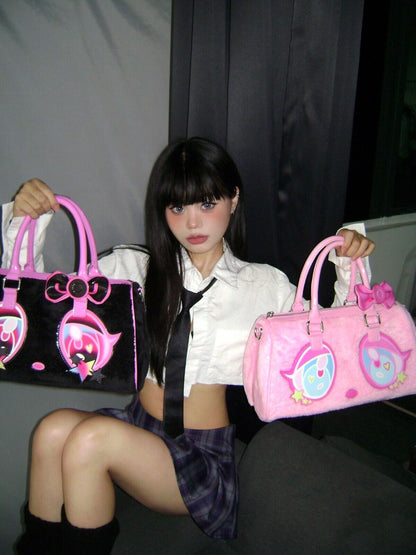 cartoonbox Original Bear Series 2D Cartoon Anime Black Pink Bicolor Cute Handbag - Order with colors