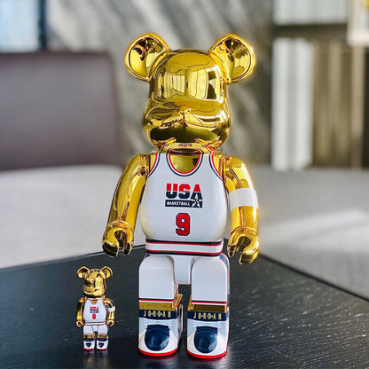 BE@RBRICK 400% KAWS Sesame Street Furry Building Block Violent Bear Figure Gift - Jordan White Gold 400 + 100%