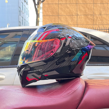 CyperPunk / 3C DOT Full Face Dual Visors Unisex Bluetooth Motorcycle Helmet