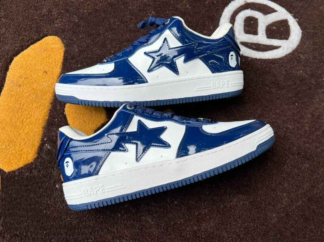 BAPESTA G Ver Patent Leather Streetwear Sneakers Low-Top Casual Skateboard Shoes - Size avaliable 35~47