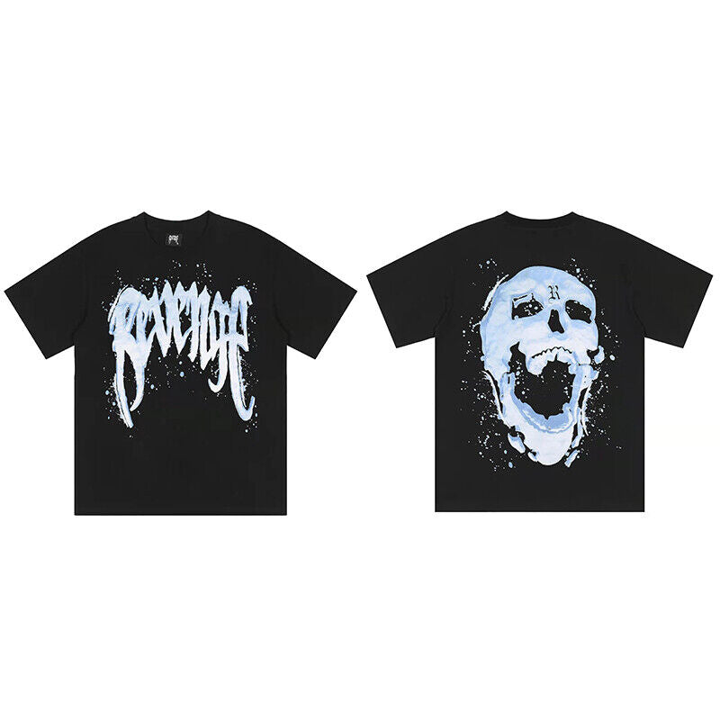REVENGE Reflective Smoky Skull Dragon Bone Rap XX Streetwear Style Short Sleeve - Order with colors