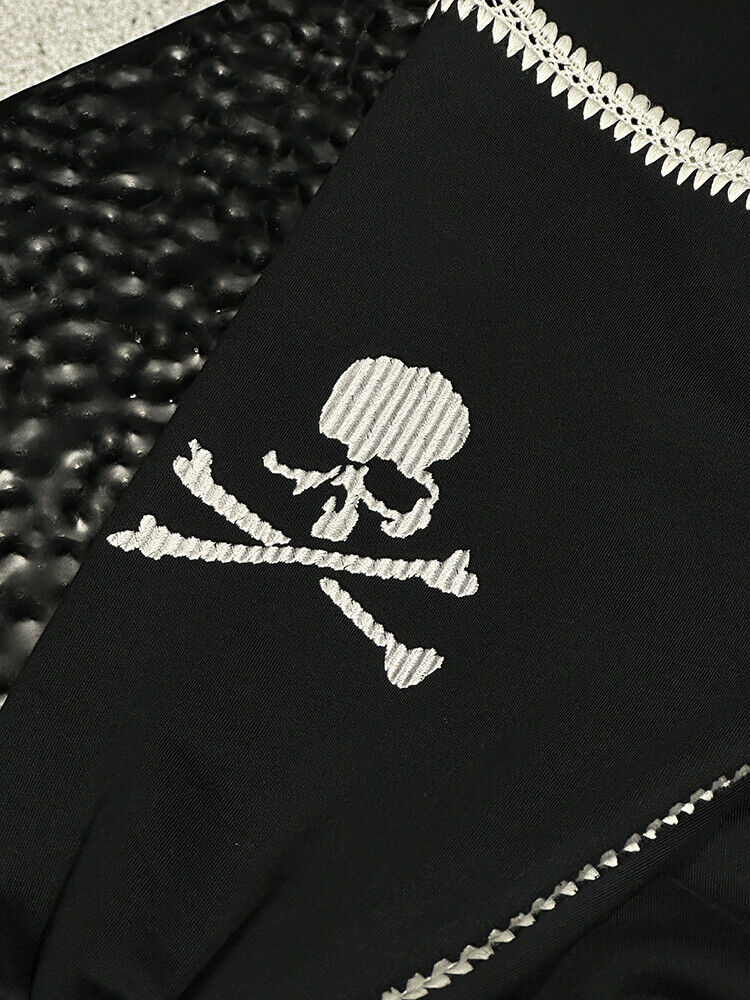 Mastermind Scalloped Edge 500g Heavyweight Hoodie - Wheat Ear Skull Embroidery - donclickin