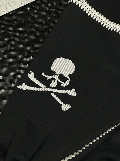 Mastermind Scalloped Edge 500g Heavyweight Hoodie - Wheat Ear Skull Embroidery - donclickin