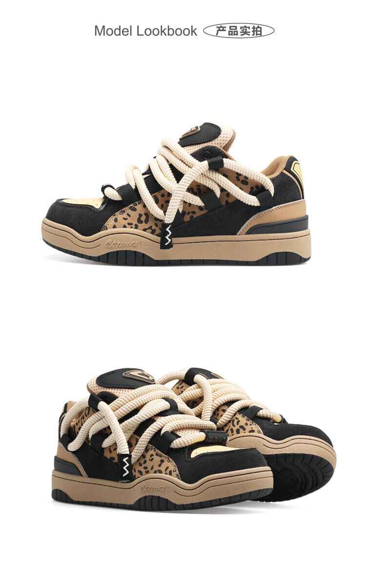 CAT&SOFA: Dirty Braid Original Leopard Print Street Board Shoes Casual Loafers - Size avaliable 35~45