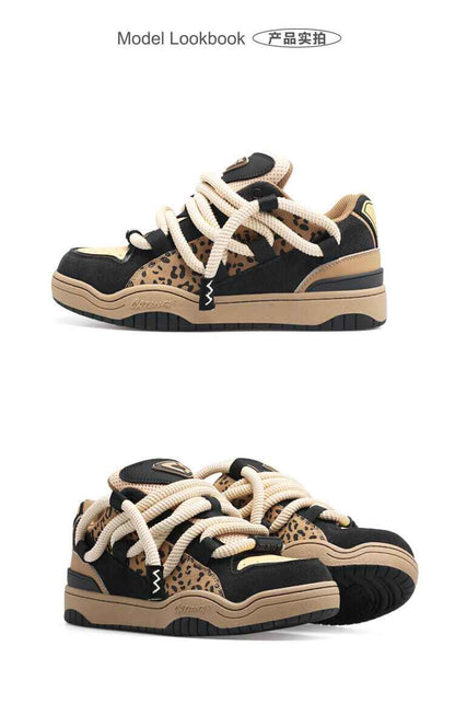 CAT&SOFA: Dirty Braid Original Leopard Print Street Board Shoes Casual Loafers - Size avaliable 35~45