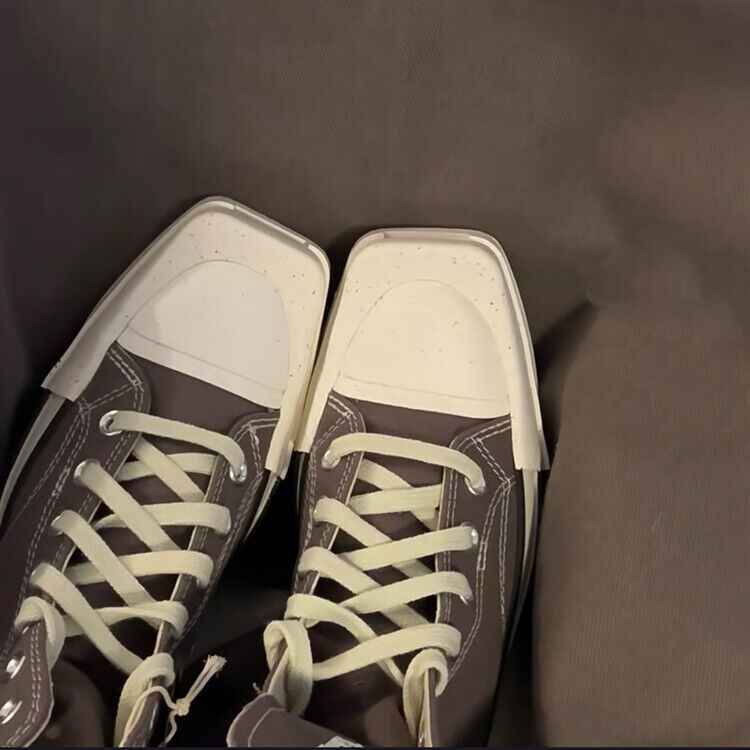 RickOwen X Converse Round Square-Toe Casual Canvas Board Shoes Thick Sole Low-Cut Sneakers