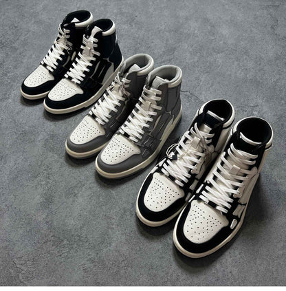 2023SS Bone Shoes Lychee Grain Top Layer Cowhide High-top Leisure Board Shoes