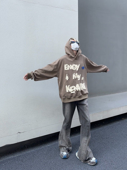 High Street RO Rick Owens Dirty Color Gradient Flare Jeans Distressed Retro Trousers - Size avaliable S ~ XXL