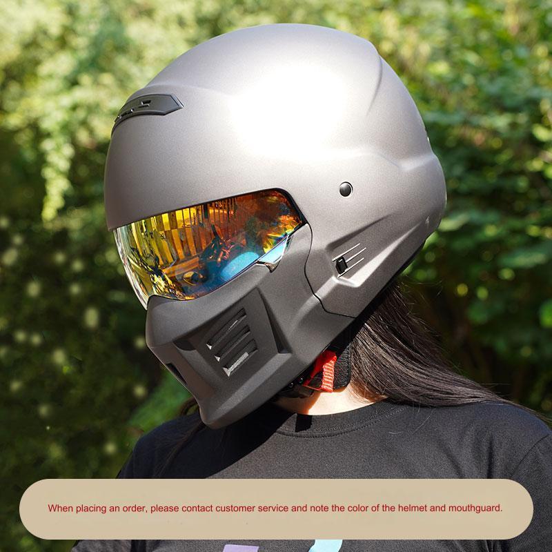 Shadow Scorpion -Motorcycle Full Face Helmet Harley Cruiser Bike Class A 3C DOT - With Golden lens / Message for style