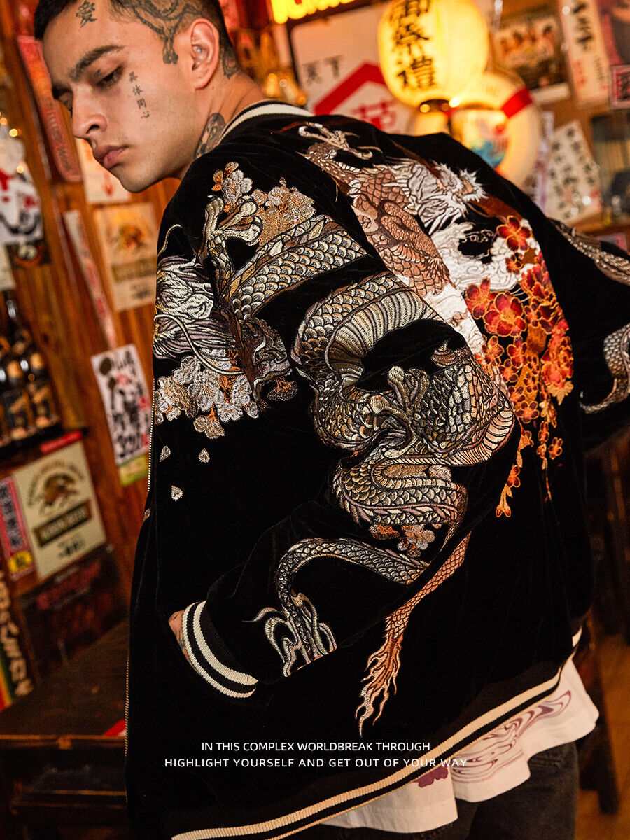 24SS NewYear Dragon Embroidered Heavyweight Dragon Streetwear/ Baseball Jacket