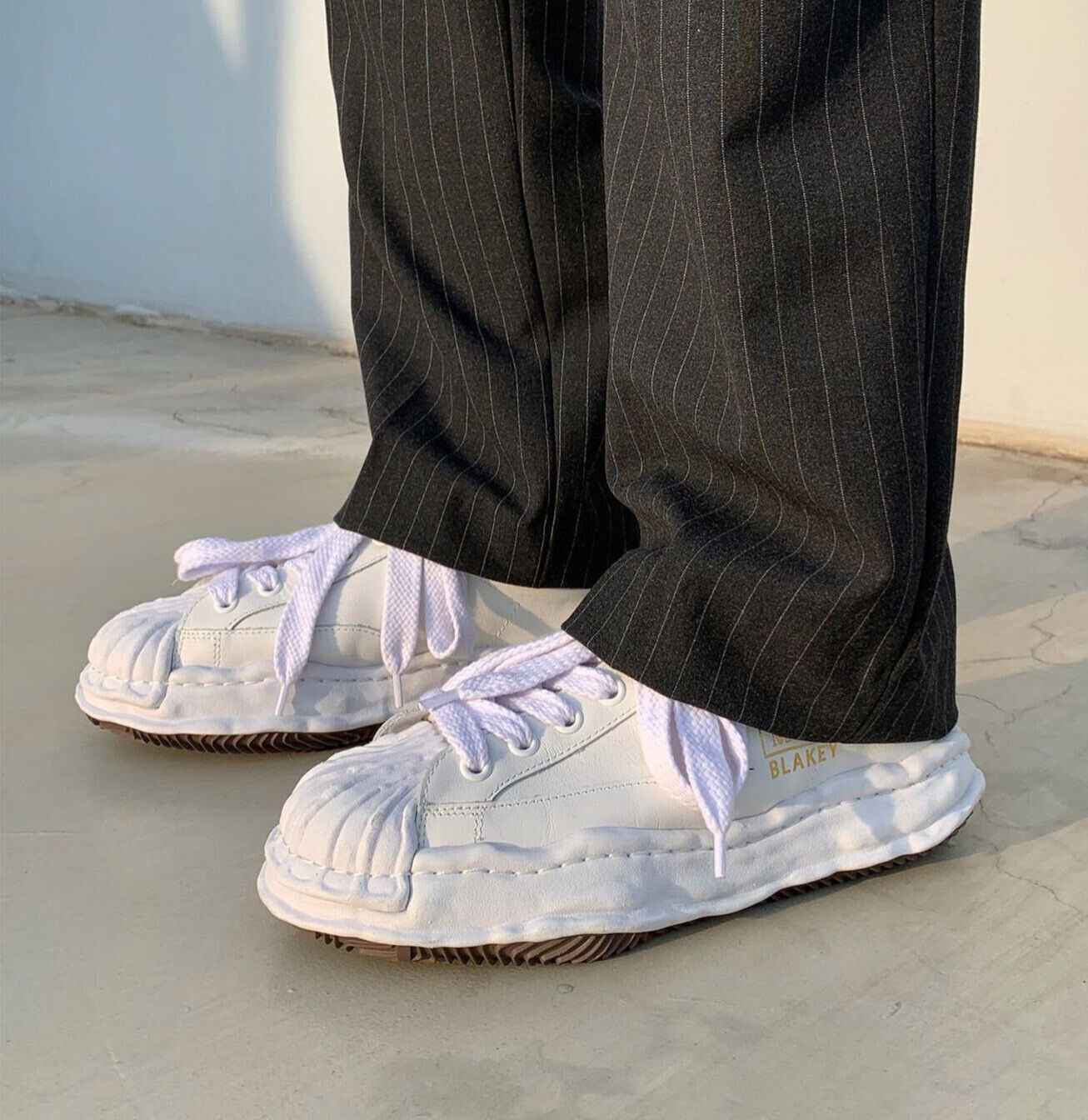 MMY Seashell-Toe Shoes Thick-Soled Unisex Dissolvable Sneakers/Distressed Canvas - Size avaliable 35~47