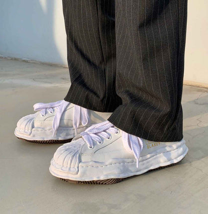MMY Seashell-Toe Shoes Thick-Soled Unisex Dissolvable Sneakers/Distressed Canvas - Size avaliable 35~47