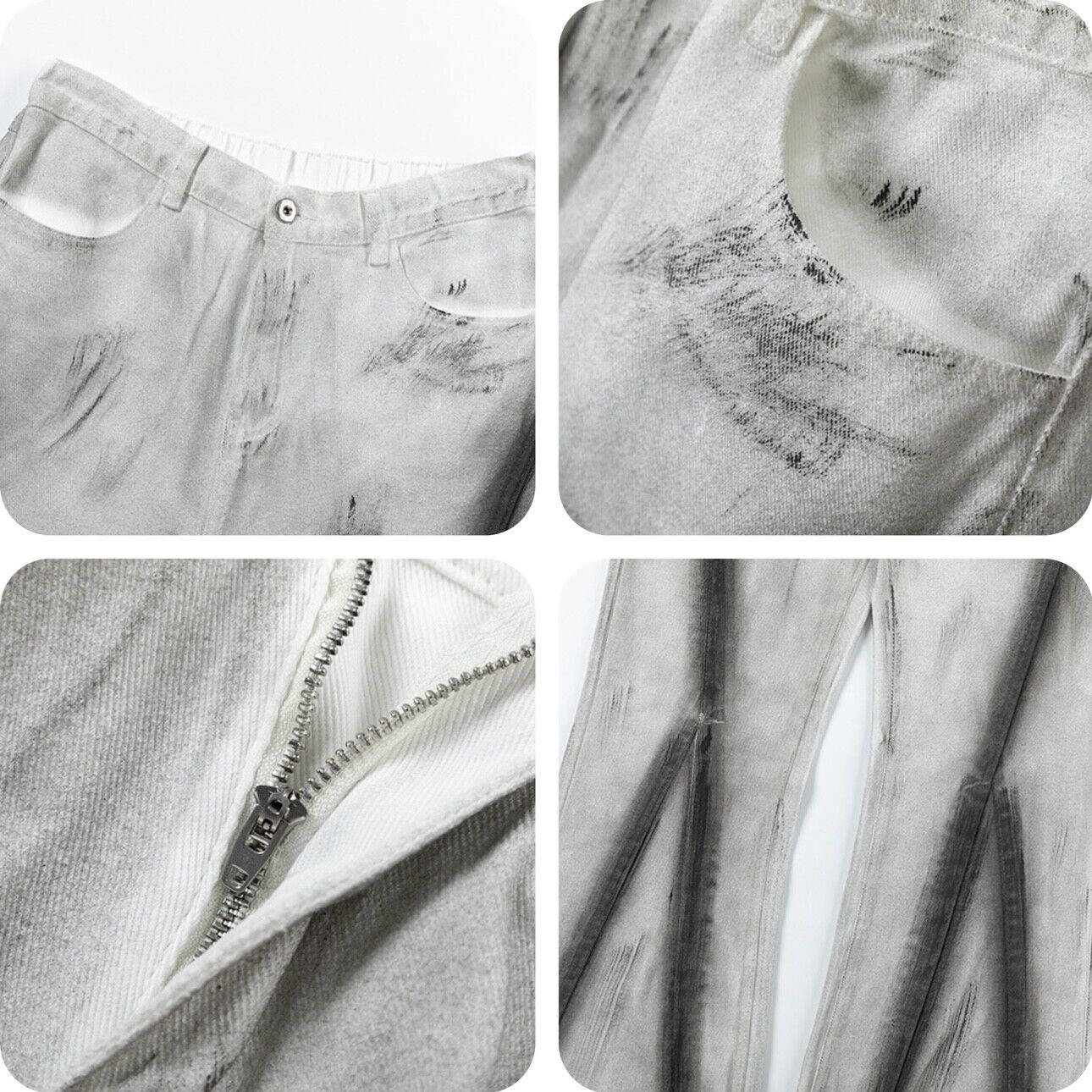 High Street RO Rick Owens Dirty Color Gradient Flare Jeans Distressed Retro Trousers - Size avaliable S ~ XXL