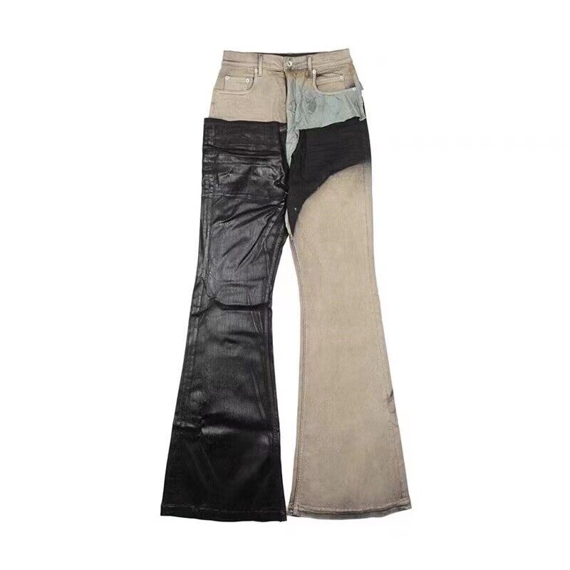 RO Rick Owen Wax-Coated Handcrafted Denim Jeans Slim Flare Stretch Leanfit Wokkvibe 91YI