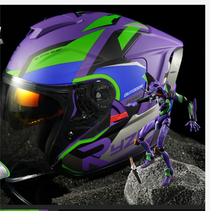 Evangelion Unit-01 Style Bluetooth Helmet - DOT Certified Dual Visor