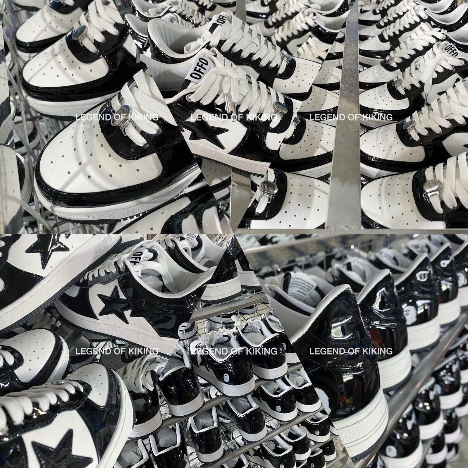 BAPESTA Classic Patent Leather Sneaker Low-Top Casual Skateboard Shoes