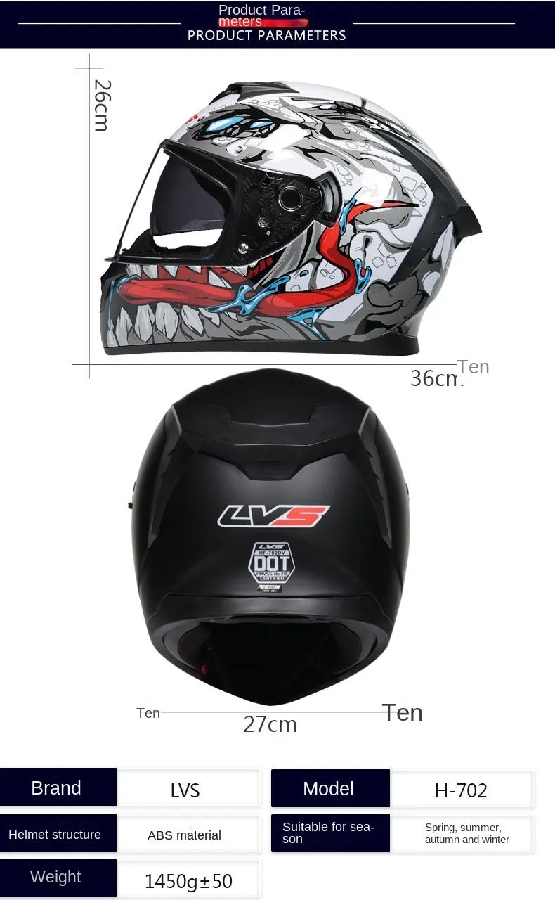 Soul Eater - 3C DOT Dual Visors Unisex LVS Bluetooth Full-Cover Motorcycle Helmet
